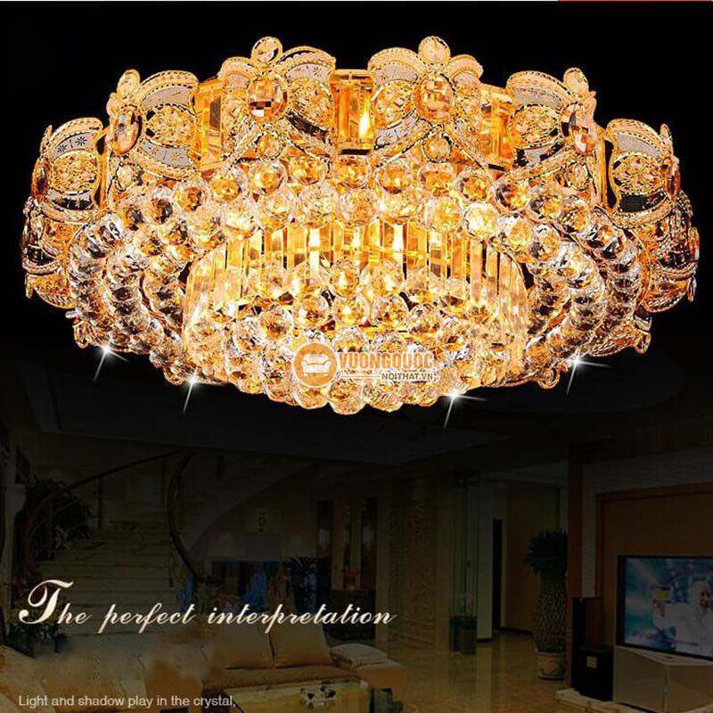 Đèn ốp trần pha lê thiết kế cầu kỳ trang trí phòng khách CM270-12